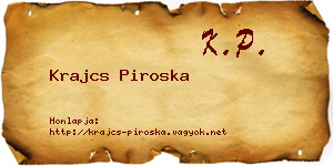 Krajcs Piroska névjegykártya